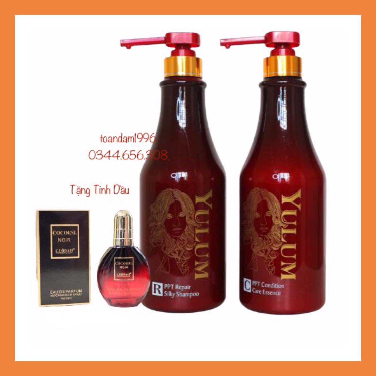 Cặp dầu gội xả yulum mềm mượt phục hồi tóc 750ml x 2 - tặng tinh dầu