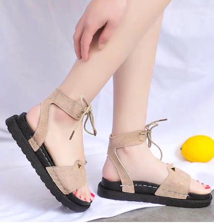 Giày Sandal Nữ Tai Thỏ Cột Dây Cổ Chân