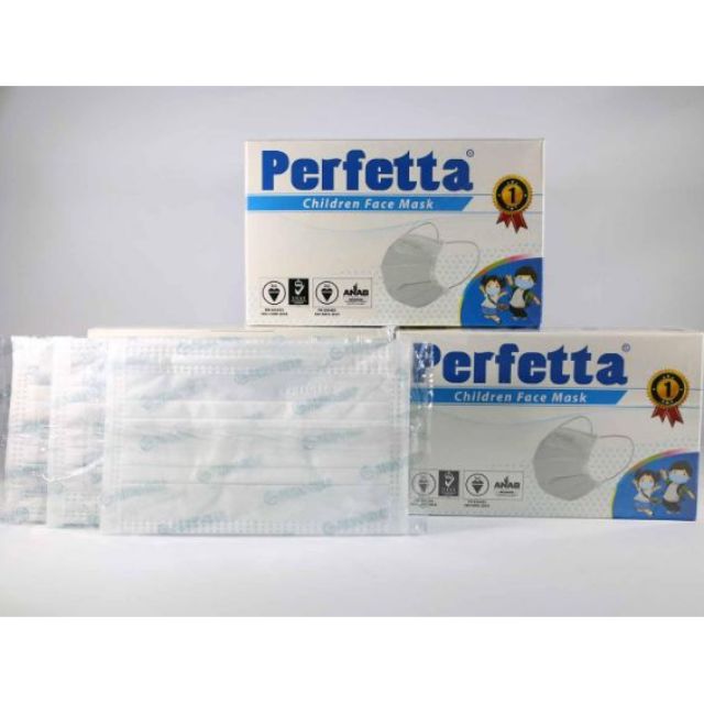 [HCM]Khẩu trang cho bé 3 lớp Perfetta Trẻ Em Trắng (35 Cái/Hộp)