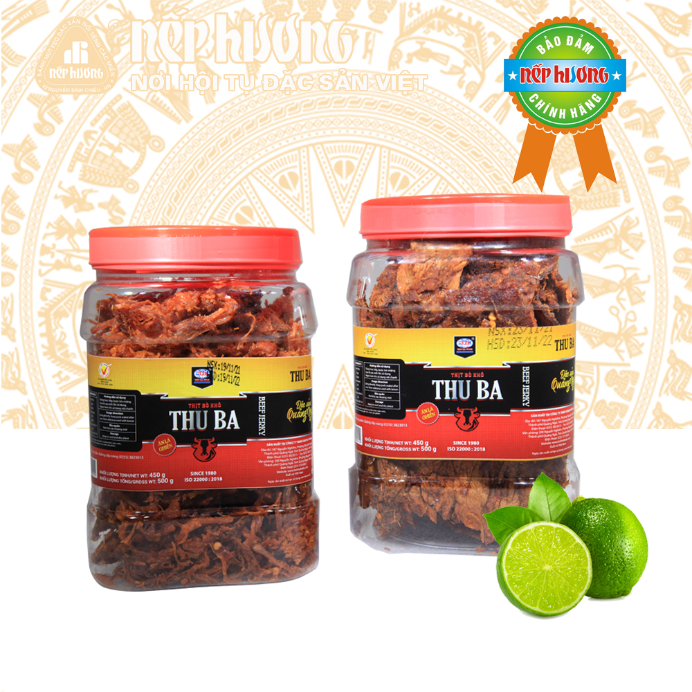 Thịt Bò Thu Ba ( Xé / Miếng) - lọ 500g - Đặc Sản Quãng Ngãi