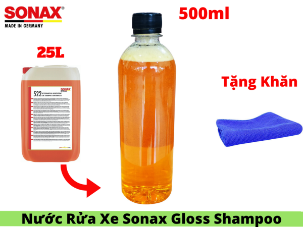 Nước Rửa Xe Sonax Gloss Shampoo 314300 500ml Chiết Từ Bình 25l Tặng Khăn