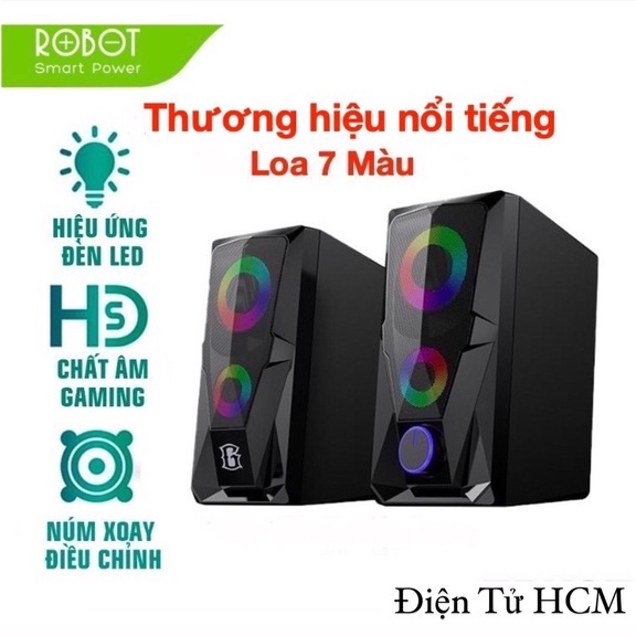 Loa Game Máy Tính ROBOT RS200 Hiệu Ứng Đèn LED Âm Thanh HD BẢO HÀNH 12 THÁNG