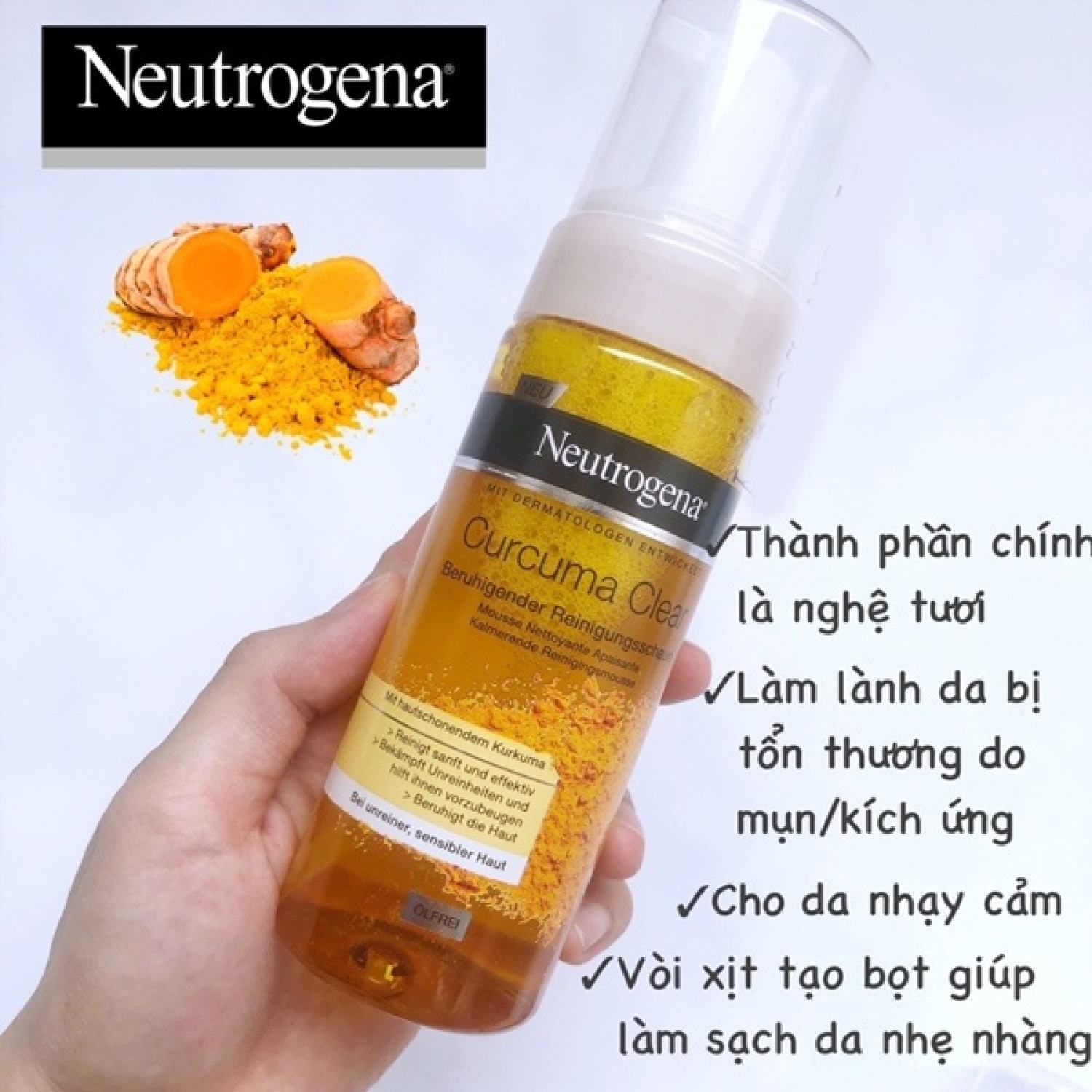 Sữa Rửa Mặt Tạo Bọt Neutrogena Nghệ Curcuma Clear 150ml