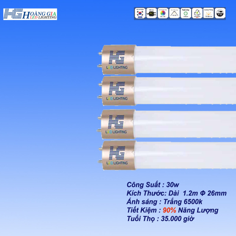 Combo 4 Bóng LED Tuýp 30w 1.2m Đầu Nhôm