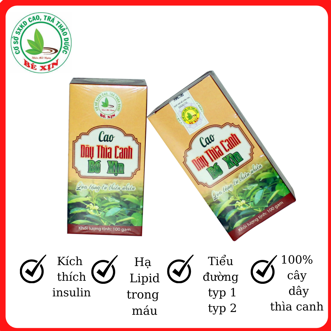 Cao thảo dược dây thìa canh Bé Xịn lọ 100gr - Dùng cho người tiểu đường