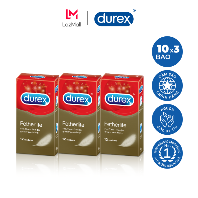 Bộ Bao Cao Su Durex Fetherlite 3 Hộp 12 Bao