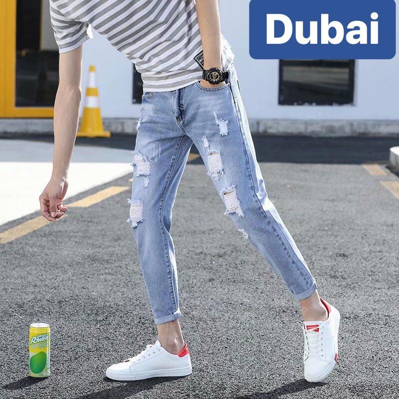 QUẦN JEAN NAM CHẤT BÒ XANH NHẠT WASH XƯỚC HÀN QUỐC HOT TREND BD-1900 CAO CẤP - DUBAI FASHION