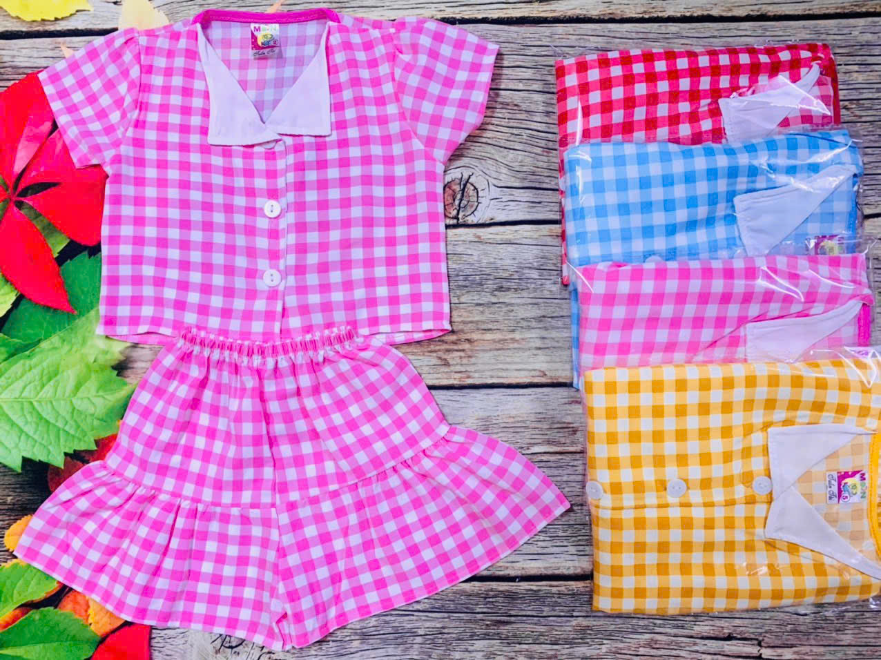 (4 bộ 4 màu 4 họa tiết khác nhau) Combo 4 Bộ Lụa Tay Ngắn Bé (6-20kg)