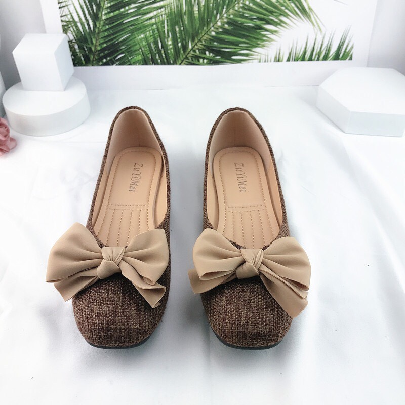 Giày búp bê nữ nơ lụa phong cách Hàn Quốc(  nơ dạ)