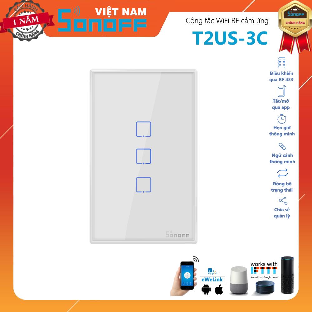 Công tắc WiFi cảm ứng Sonoff T2US 1 2 3 Kênh