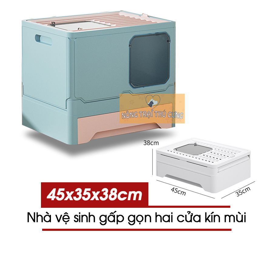 Nhà vệ sinh gấp gọn cho mèo cửa hông size lớn - giao màu ngẫu nhiên -
