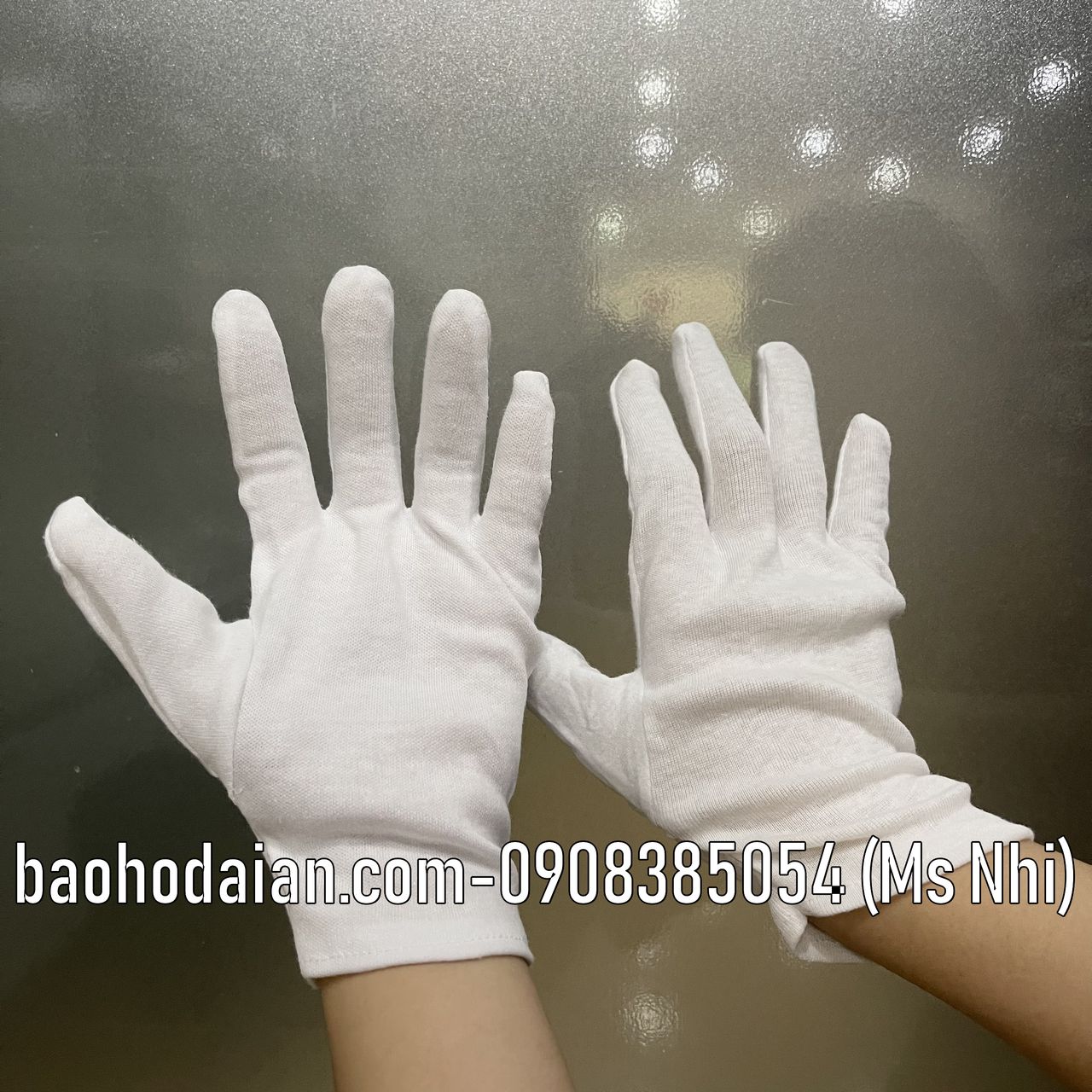 Găng tay vải cotton màu trắng