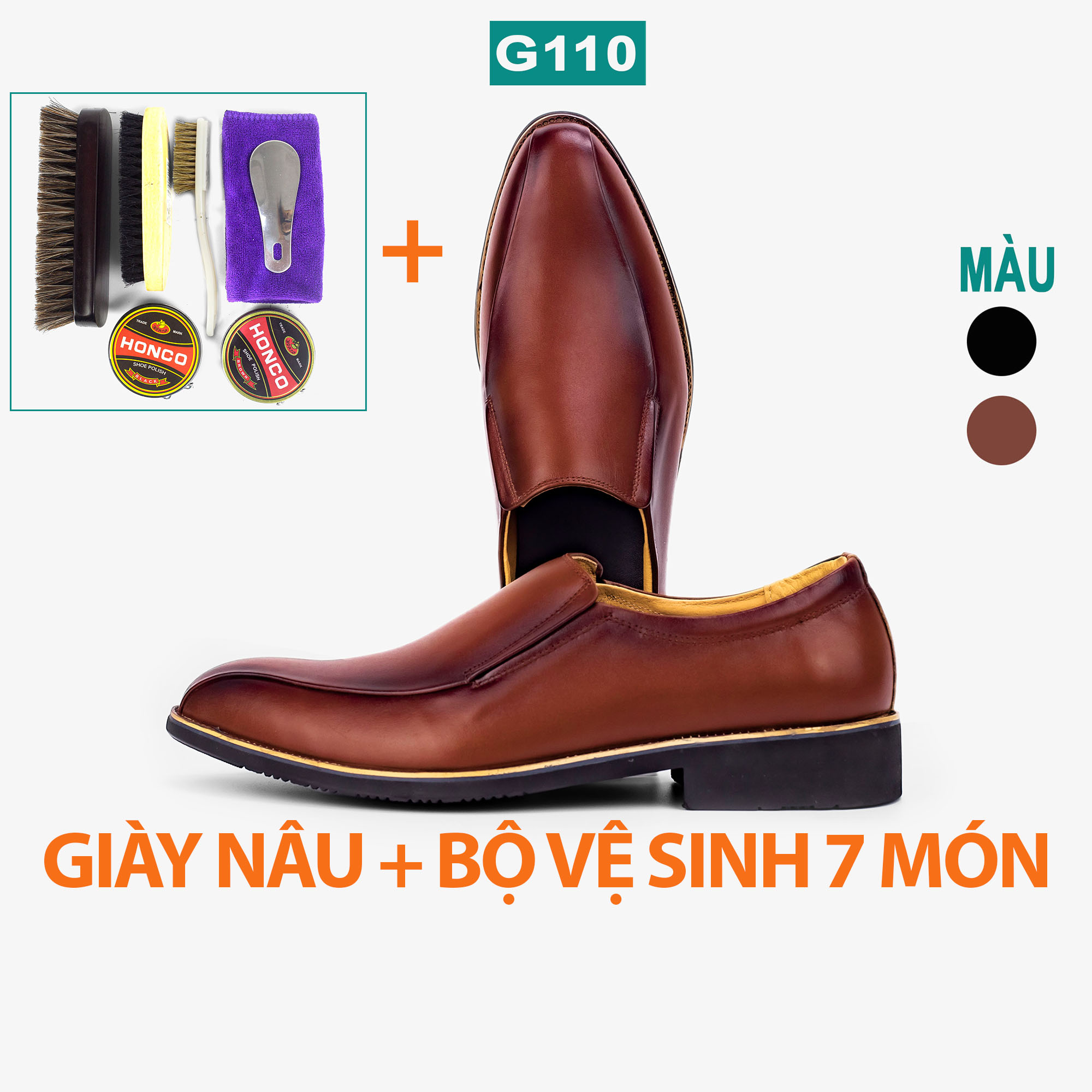 Giày da nam công sở G109, giày lười nam da bò nappa cao cấp màu đen Bụi leather- hộp sang trọng -BH 12 tháng
