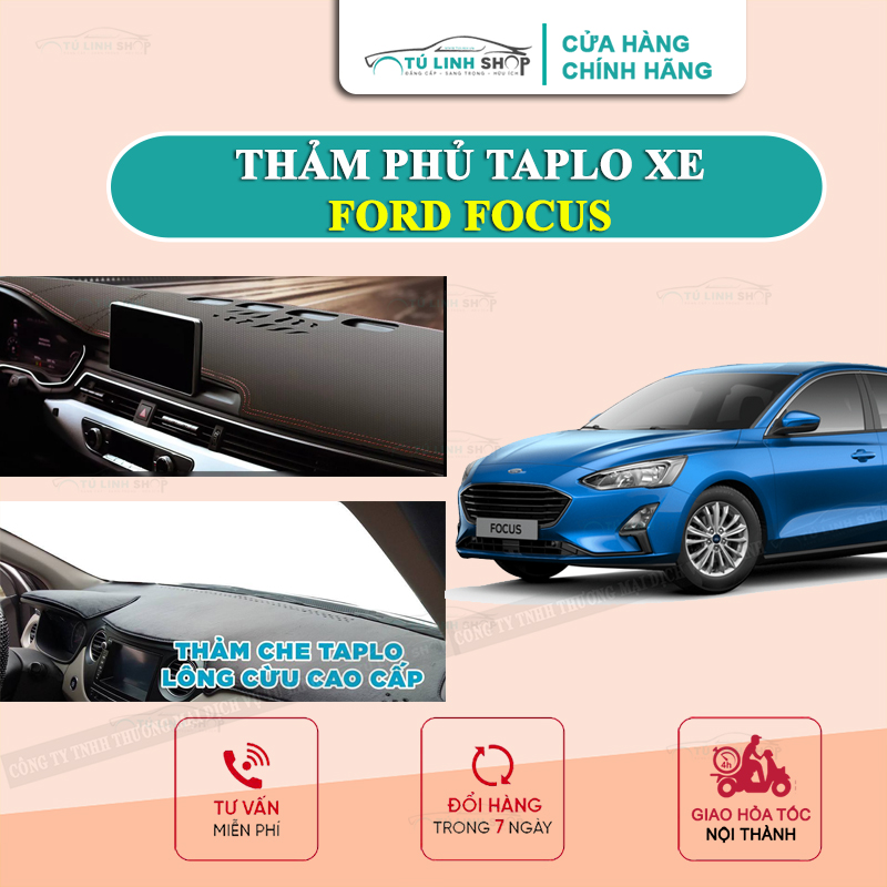 Thảm taplo Ford FOCUS chính hãng MINCAR hoặc bằng lông Cừu 3 lớp và Da Cacbon