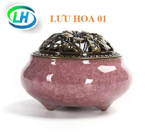 Lư xông trầm men ngọc rạn cao cấp, Lư đốt trầm làm vật trang trí, phong thủy, xông phòng, thư giãn thưởng trà - tặng trầm