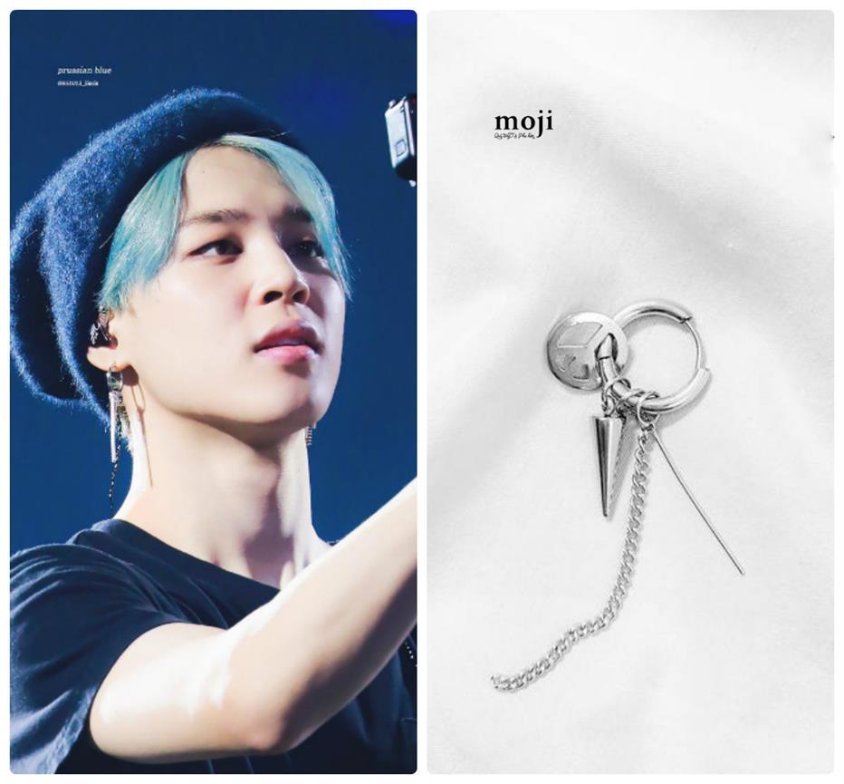 Khuyên tai idol lẻ vòng tròn khối trụ mắt xích thả jimin bts