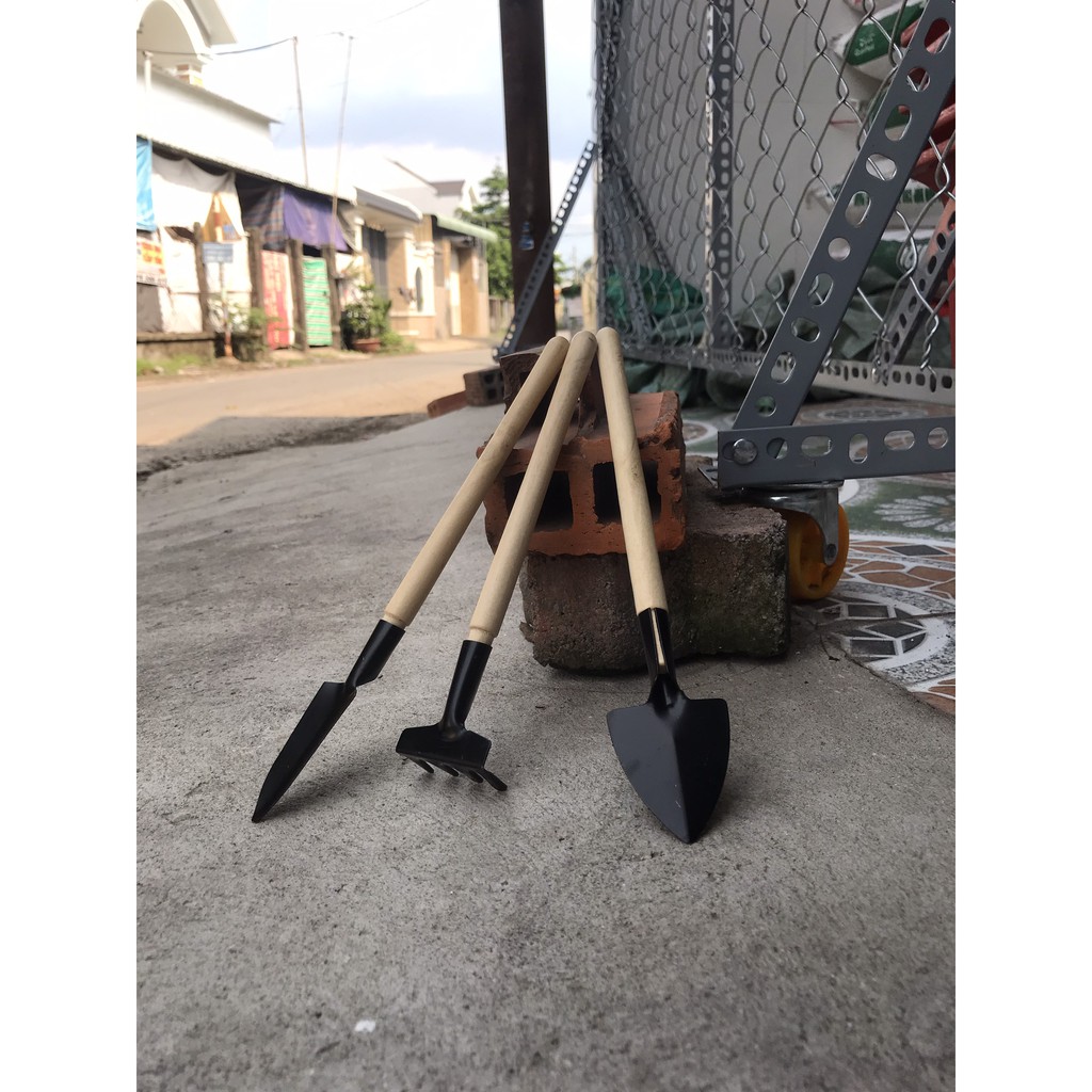 Bộ Dụng Cụ Làm Vườn Mini 3 Món Tiện Dụng ( cán gỗ)