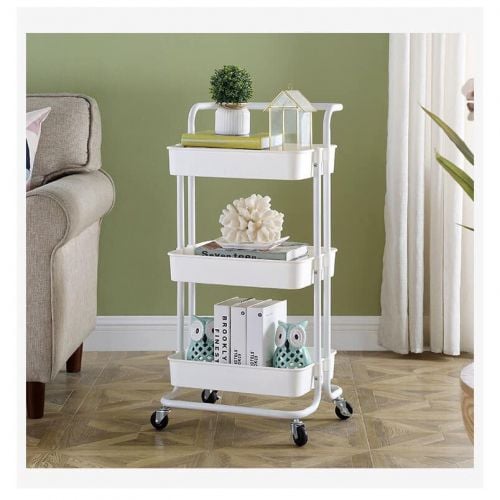 Kệ đa năng 3 tầng có bánh xe, kệ spa sắt 3 tầng đa năng có bánh xe , xe đẩy hàng mini 4 bánh