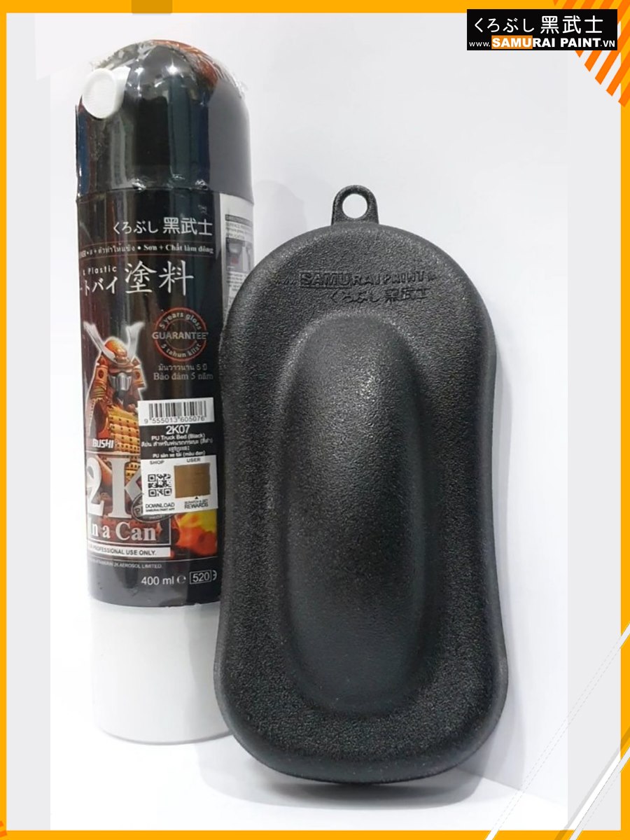 SƠN SAMURAI 2K07 XỊT PHỦ MÀU ĐEN NHÁM SẦN CHO SÀN XE TẢI, BÁN TẢI VÀ CÁC CHI TIẾT NHỰA NHÁM, KIM LOẠI TRÊN XE MÁY Ô TÔ