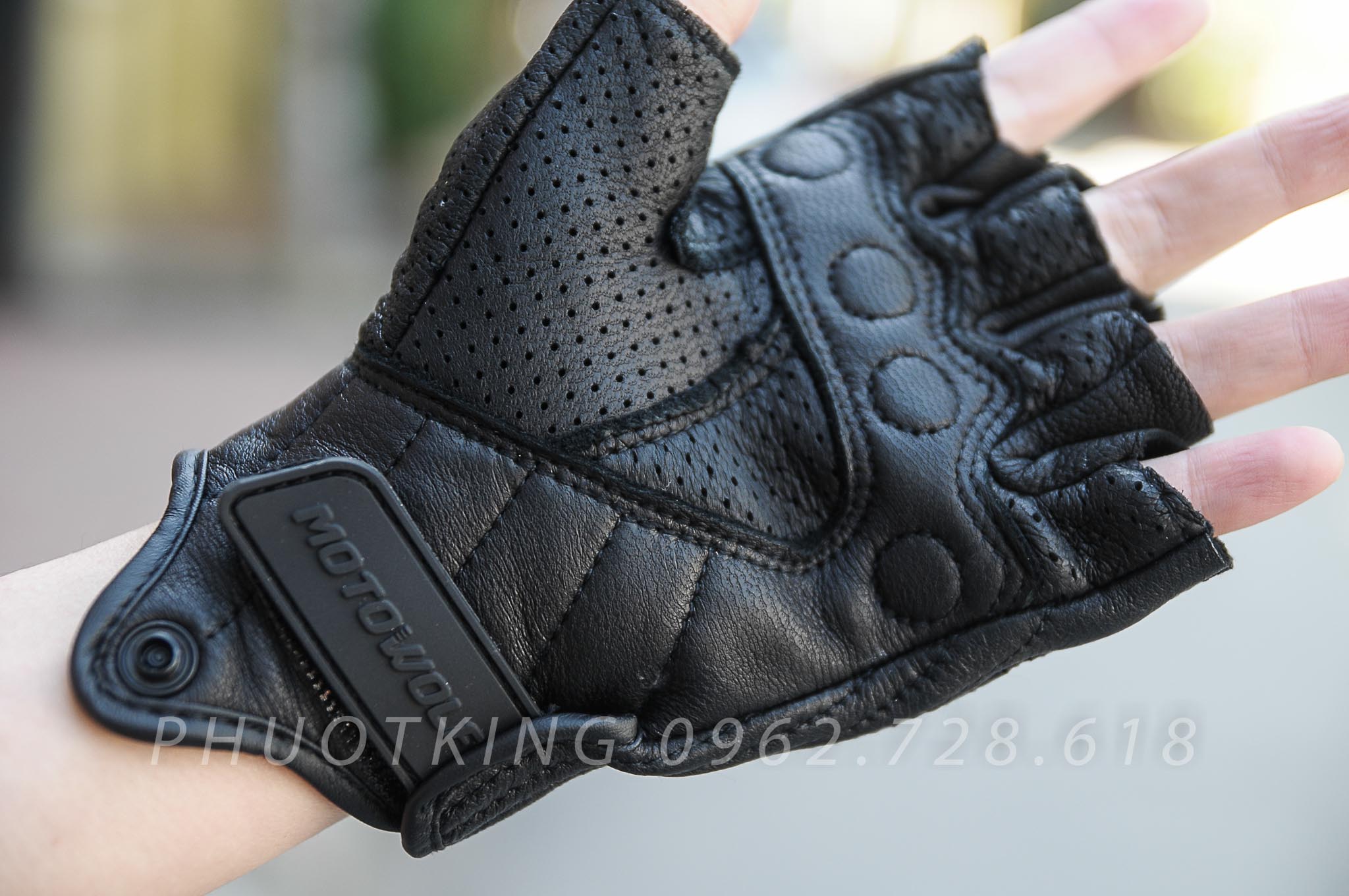 [CHÍNH HÃNG] Găng tay Motowolf cụt ngón da thật