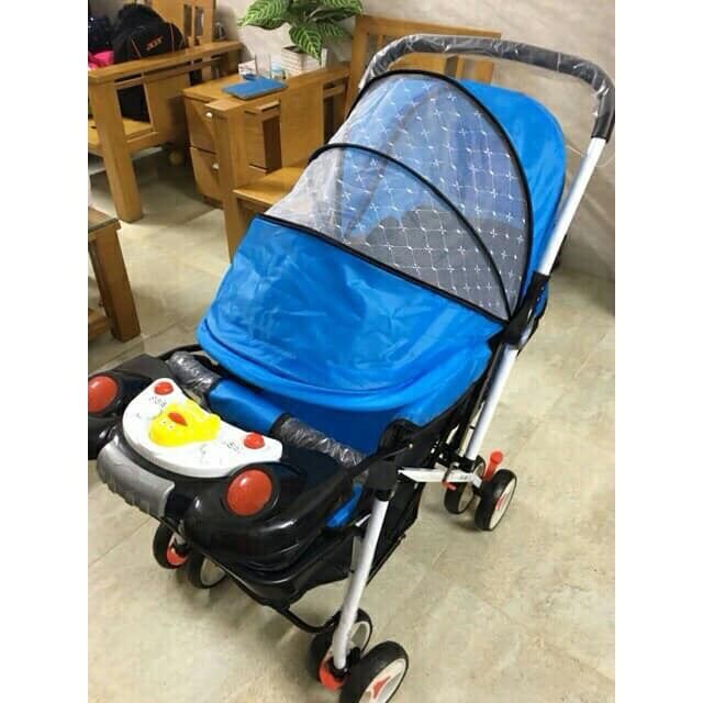 - xe đẩy 2 chiều 3 tư thế cho bé sơ sinh đến 3 tuổi - có nhạc, giỏ đồ