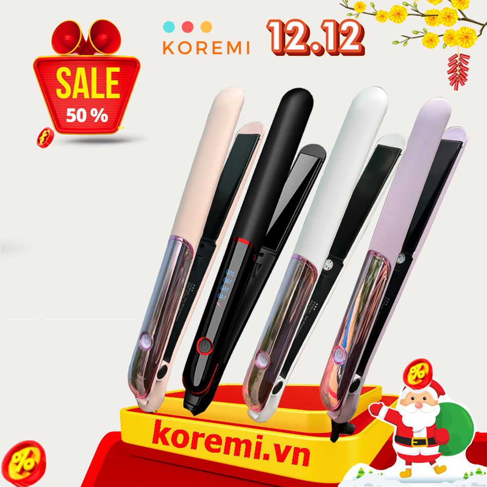 Máy duỗi tóc, máy ép tóc uốn cúp chỉnh nhiệt cao cấp Hàn Quốc KOREMI