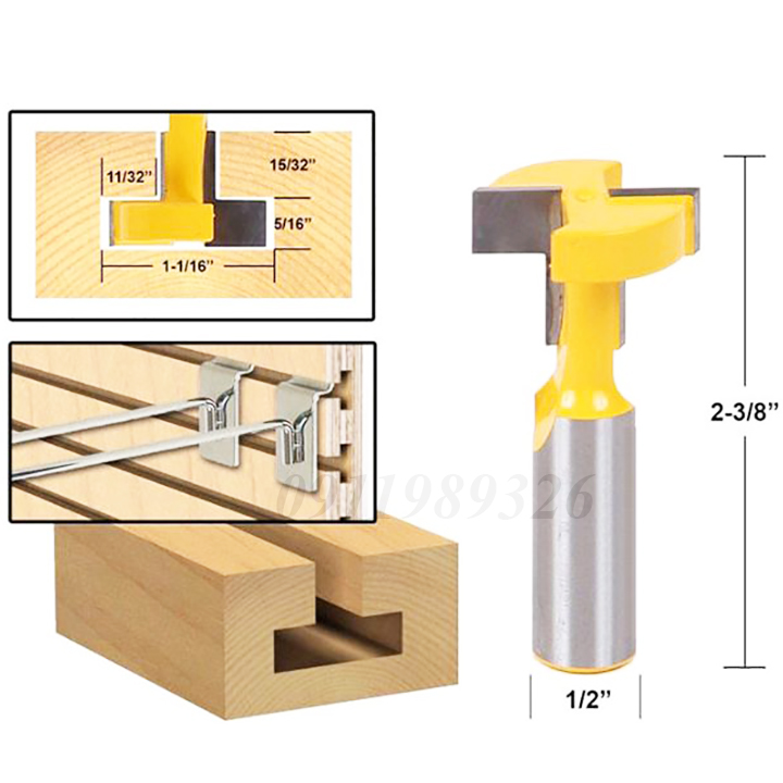 Mũi phay gỗ chạy rãnh chữ T cốt 12.7mm