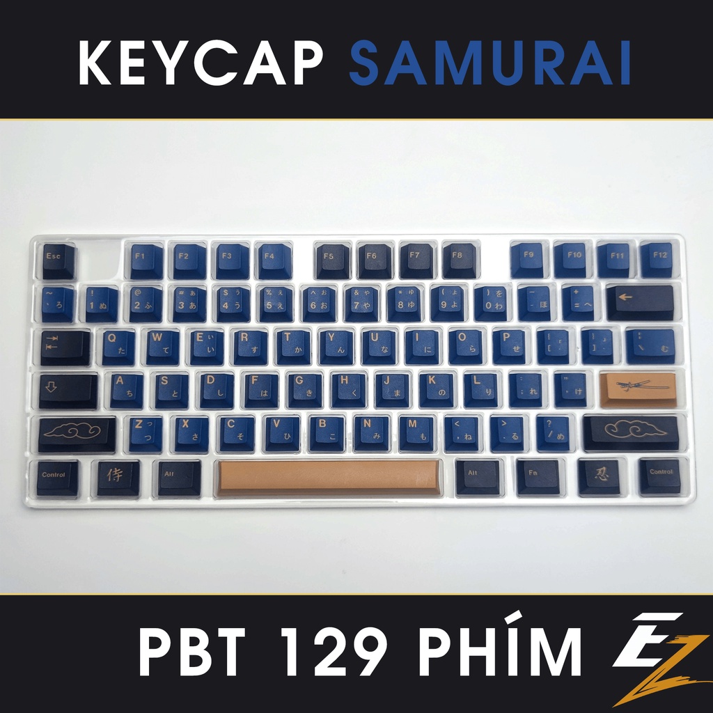 Keycap cho bàn phím cơ gmk samurai blue thick pbt cherry profile 129 phím