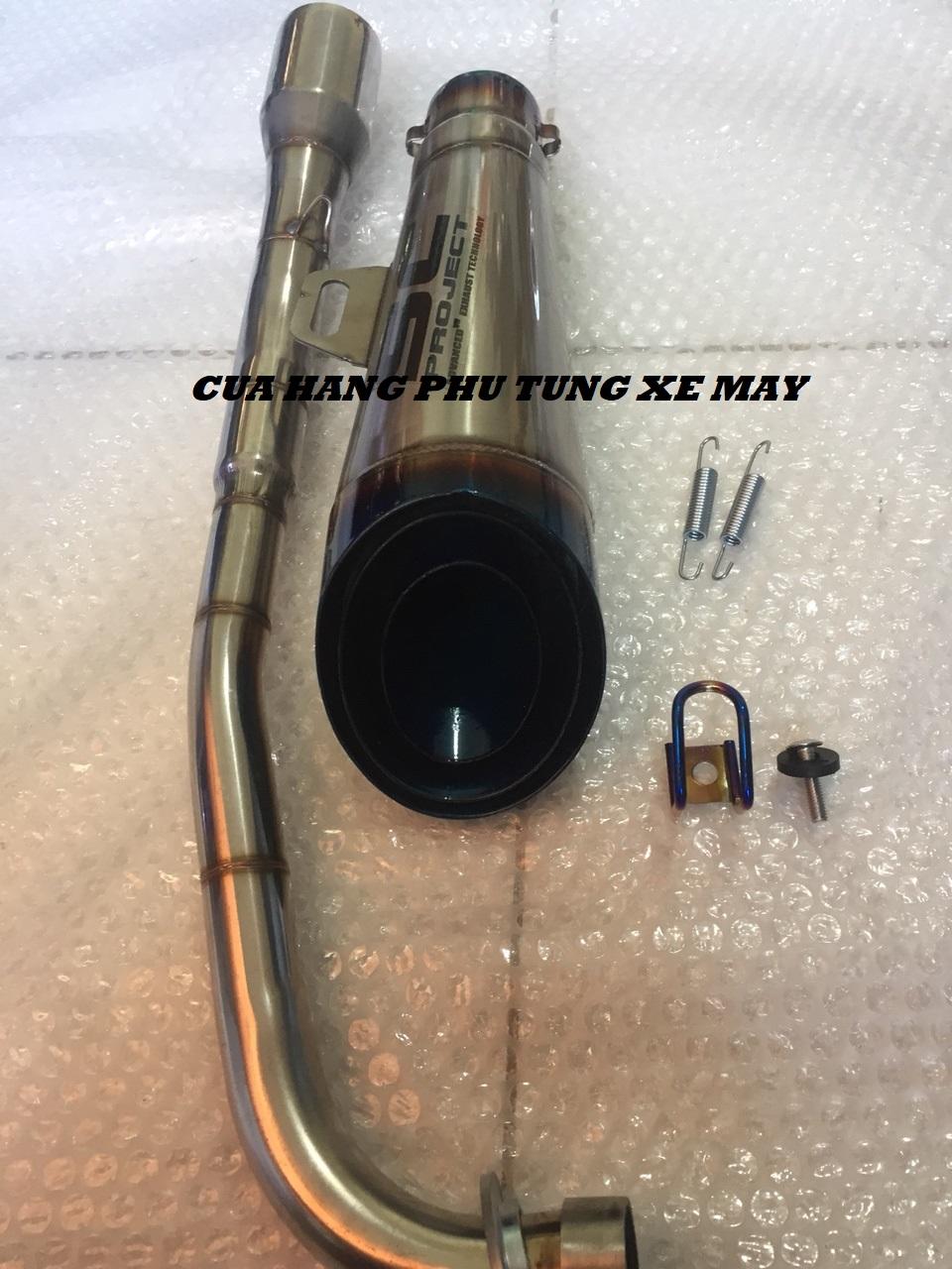 Pô SC xéo gắn xe Wave, Dream, Sirius, Cub ( cổ inox )