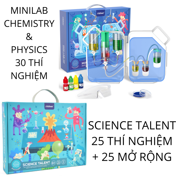 Mideer KHOA HỌC CÓ 2 MẪU MINLILAB & Science Talent - Bộ Trò Chơi Thực hành thí nghiệm Khoa Học Cho Trẻ 6+