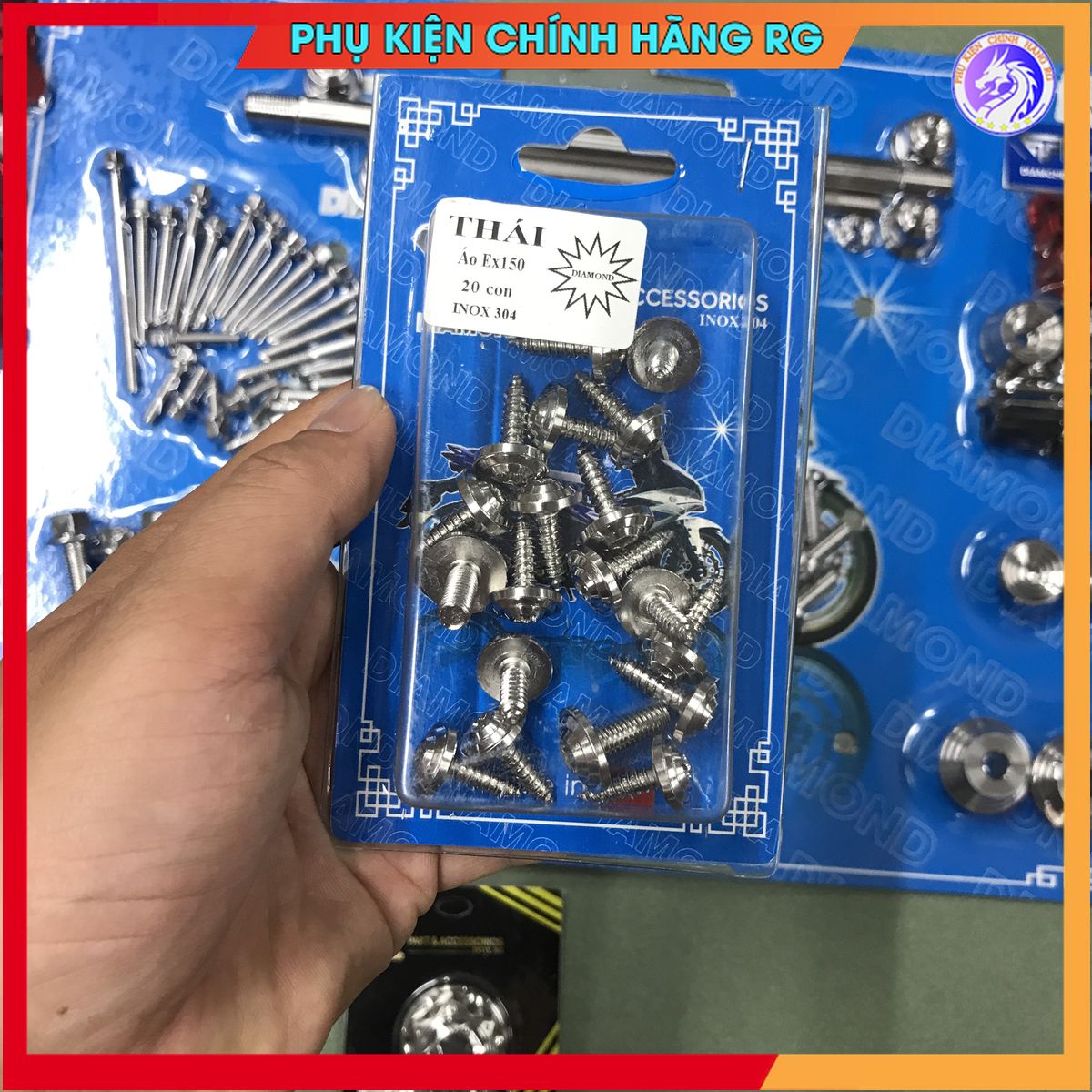 Bộ ốc salaya full dàn áo ex 150 mẫu thái inox 304 k rỉ