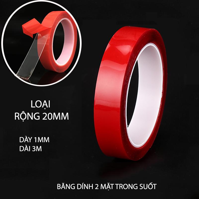 Băng dính 2 mặt loại acrylic trong suốt, chịu nhiệt, chịu lực (dày 1mm, dài 3m)