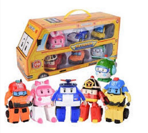 Đồ chơi trẻ em xe Bus Đội bay siêu đẳng Biến Hình Robocar Poli và những người bạn - Bộ 6 con
