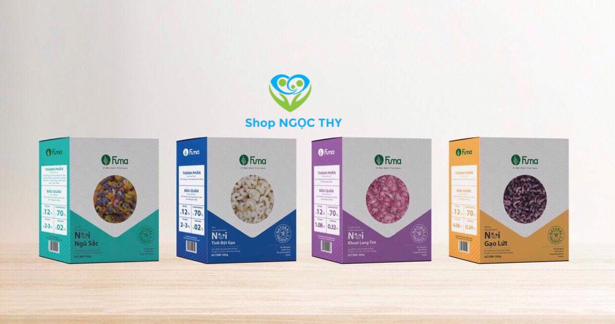 Hộp 500gr Nui Fuma cao cấp đặc sản Đồng Tháp, nui gạo lứt/khoai lang/gạo trắng/ngũ sac