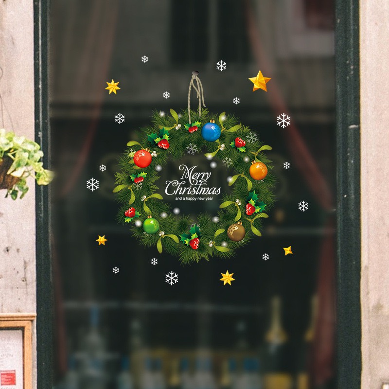 Decal dán kính trang trí noel giáng sinh vui vẻ td004