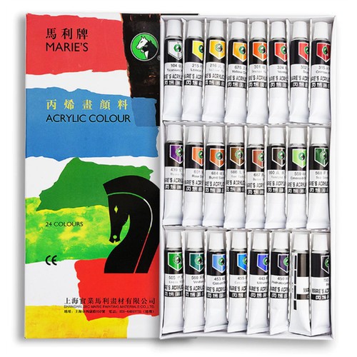 Bộ màu Acrylic 12/18/24/36 MARIE'S dạng Tuyp (12ml, hộp giấy)