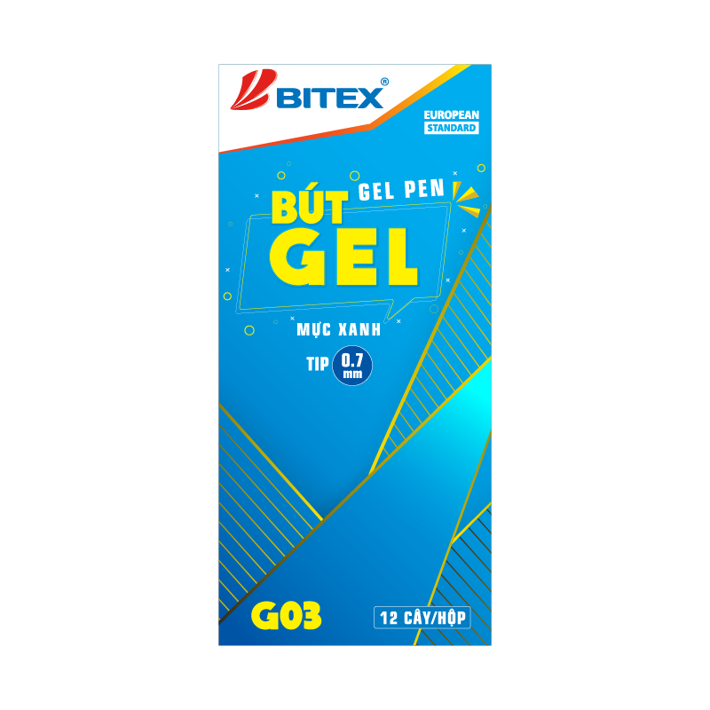 Bút gel Bitex mực xanh, đỏ, đen G03 (1 cây)