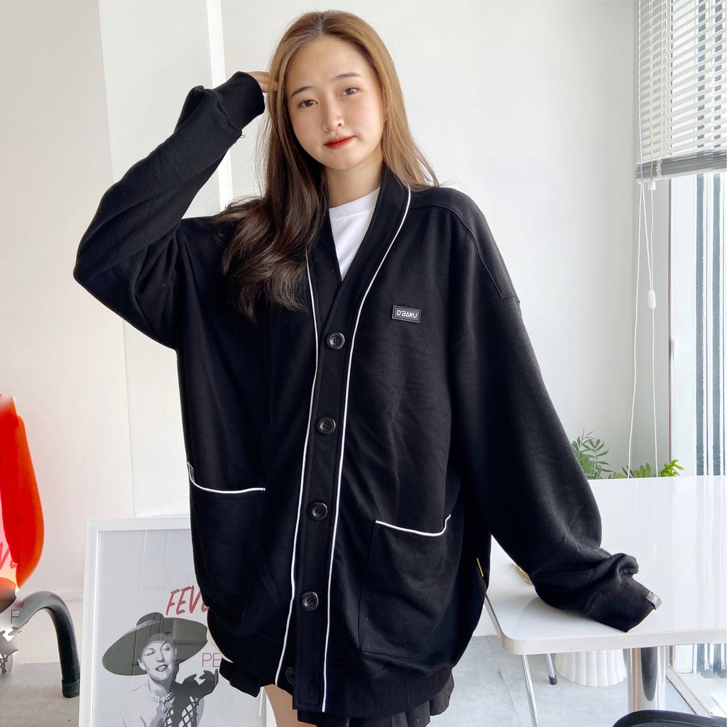 Áo nỉ cài nút Cardigan Jacket D'BAKU BASIC LOGO (Tặng kèm túi Tote)