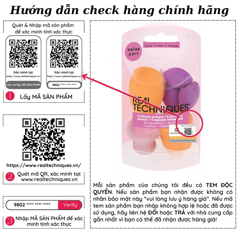 Bộ 6 Mút Tán Kem Nền Real Techniques