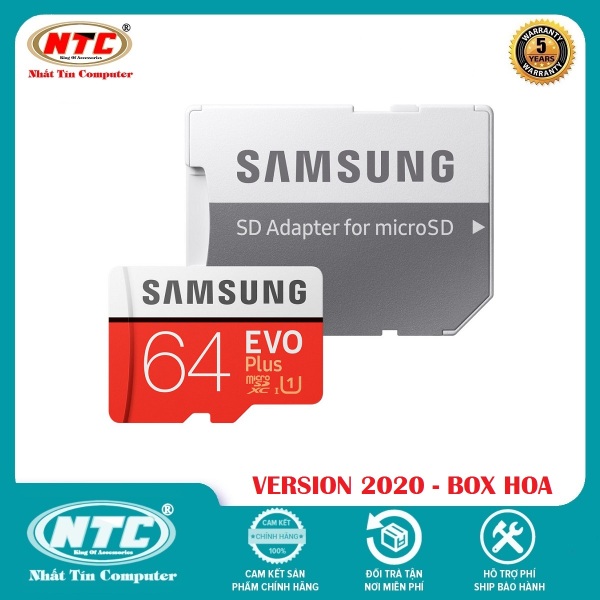 Thẻ nhớ MicroSDXC Samsung Evo Plus 64GB U1 2K R100MB/s W20MB/s - box Hoa New 2020 (Đỏ) + Kèm Adapter - Nhất Tín Computer