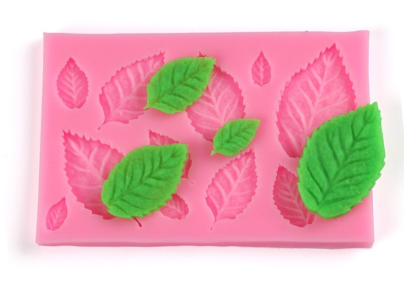 Khuôn silicon 3D 12 lá hồng