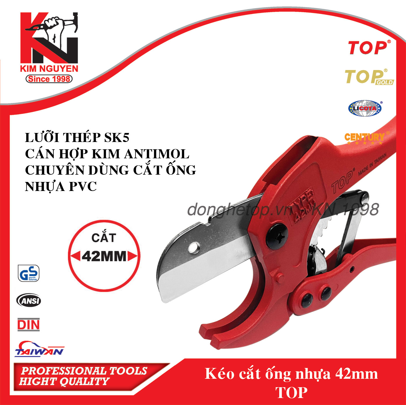 Kéo cắt ống nhựa Top đỏ 42mm