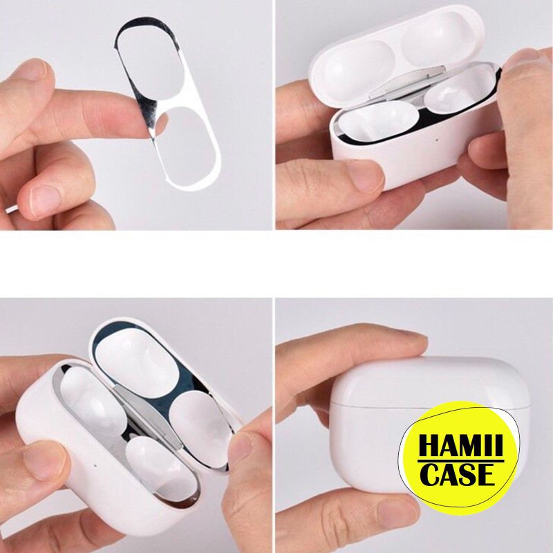 Miếng dán kim loại chống bám bẩn chống bụi cho case airpods 1 / airpods 2 / airpods pro