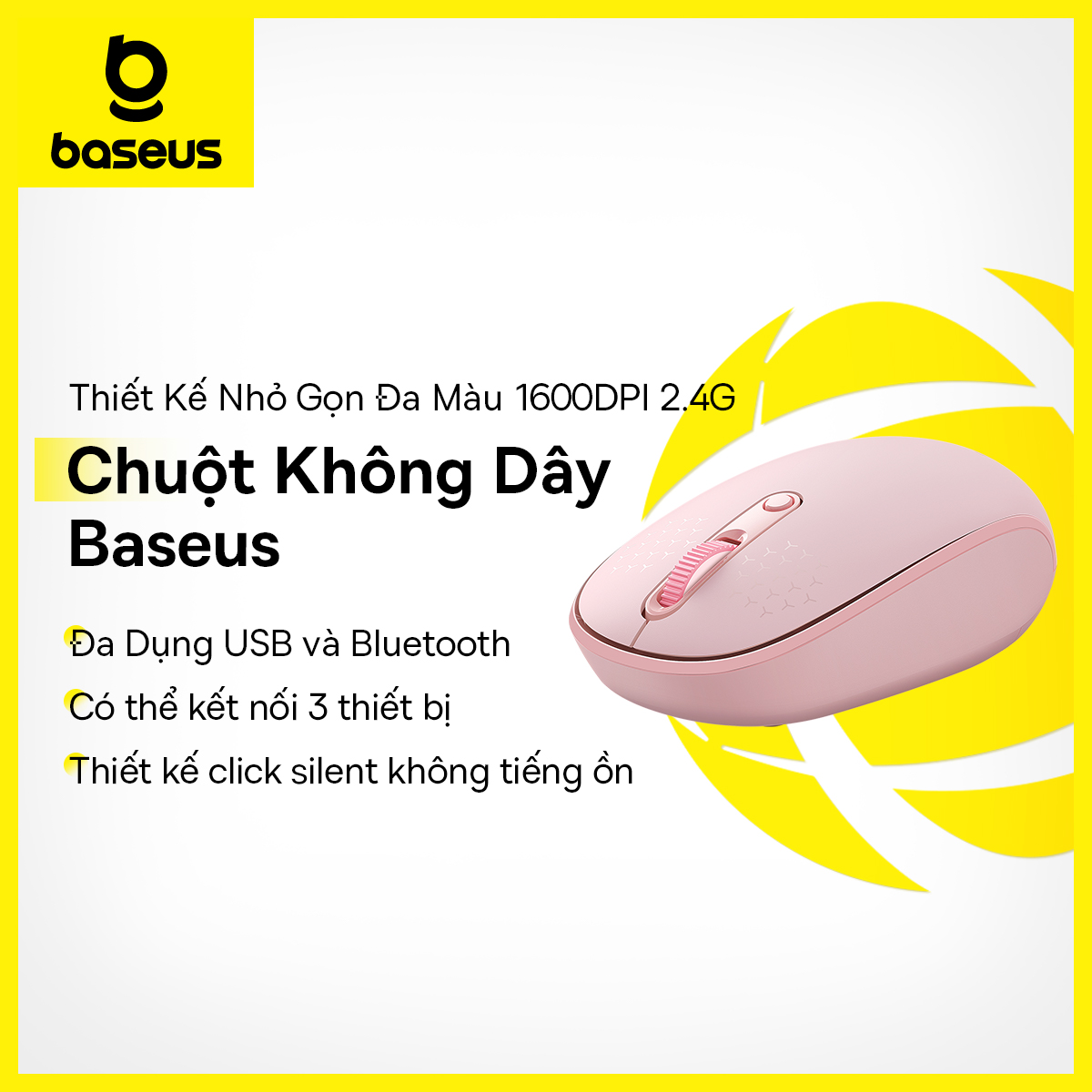 Baseus wireless mouse 2.4g with Bluetooth USB receiver 5.0 1600dpi Wireless Mouse for PC Mac laptop ergonomic design mouse for Windows OS