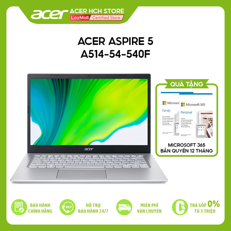 [VOUCHER 10% từ 27-29.03] Laptop Acer Aspire 5 A514-54-540F i5-1135G7 | 8GB | 512GB | Intel Iris Xe Graphics | 14 FHD | Win 10