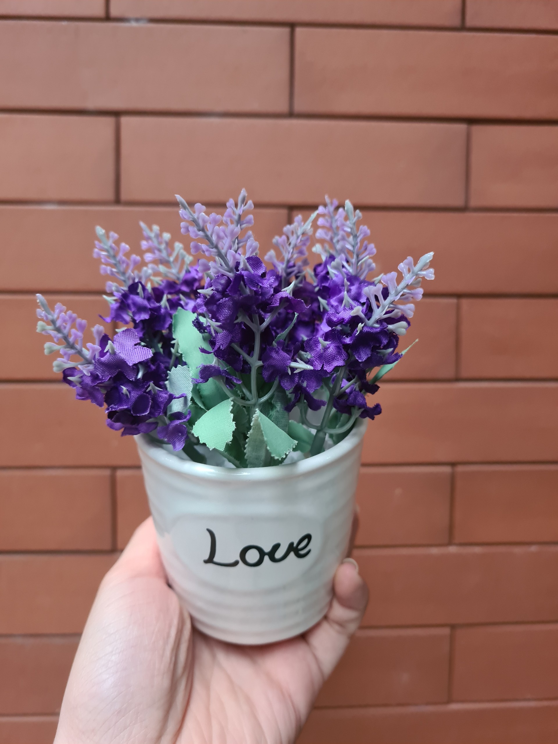 Combo 2 Chậu Hoa Lavender Giả Trang Trí Bàn ( giá kèm chậu )