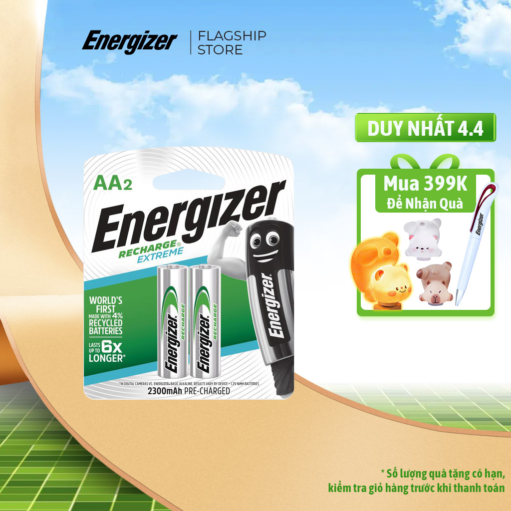 Pin Sạc AA Energizer 2300mAh - Vỉ 2 Viên