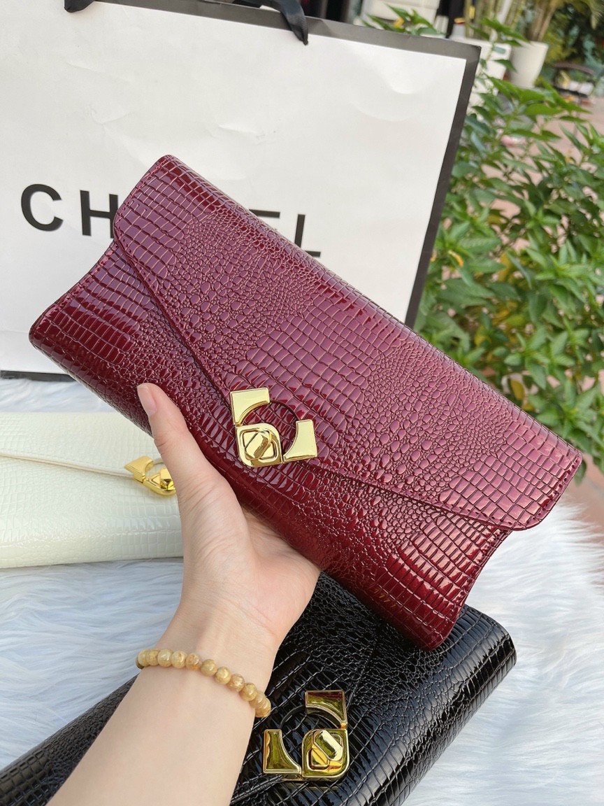 cluth ví cầm tay đi tiệc vân rắn thời trang Rosabeli