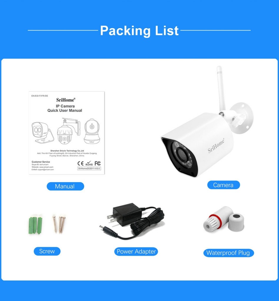 Camera Wifi Ngoài Trời Srihome SH034 5MP