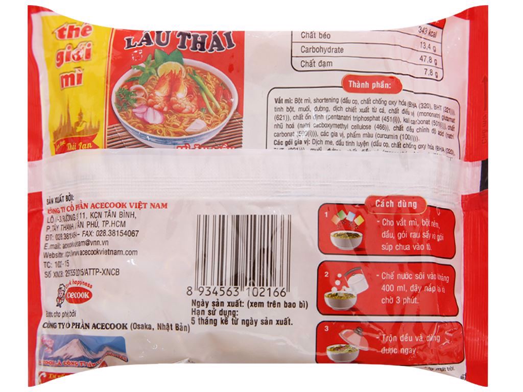 MÌ LẨU THÁI TÔM 80GR COMBO 5 GÓI/ 1 THÙNG